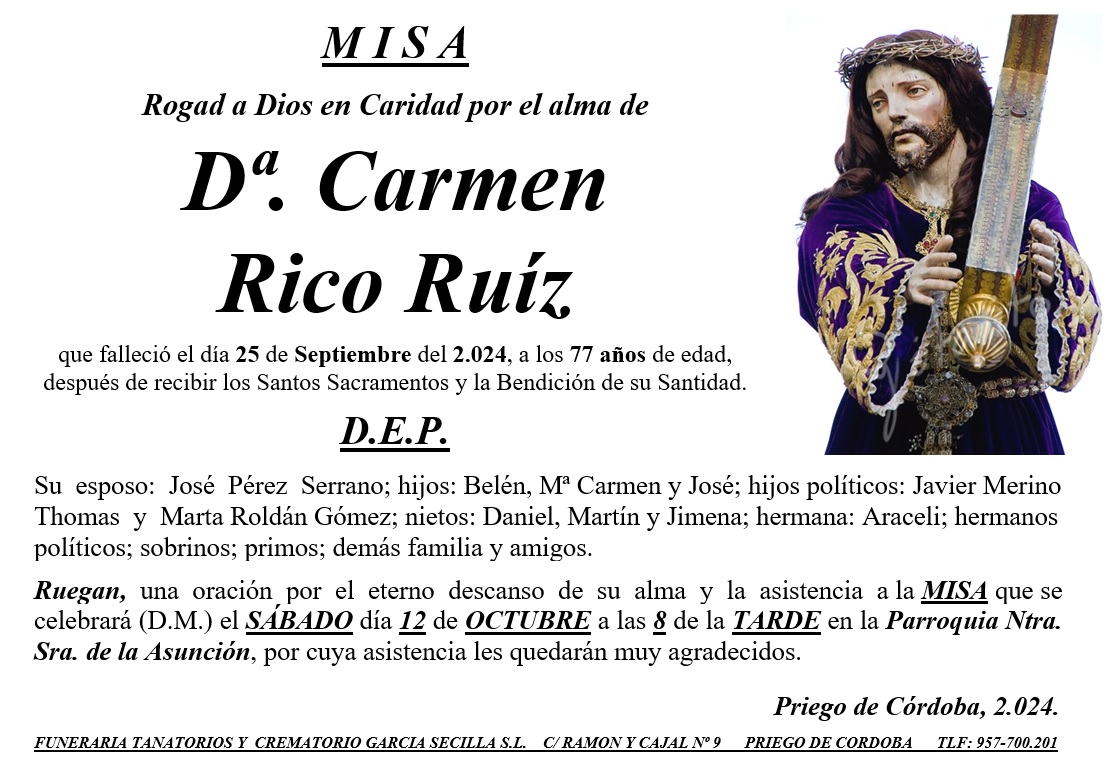 MISA DE Dª CARMEN RICO RUÍZ