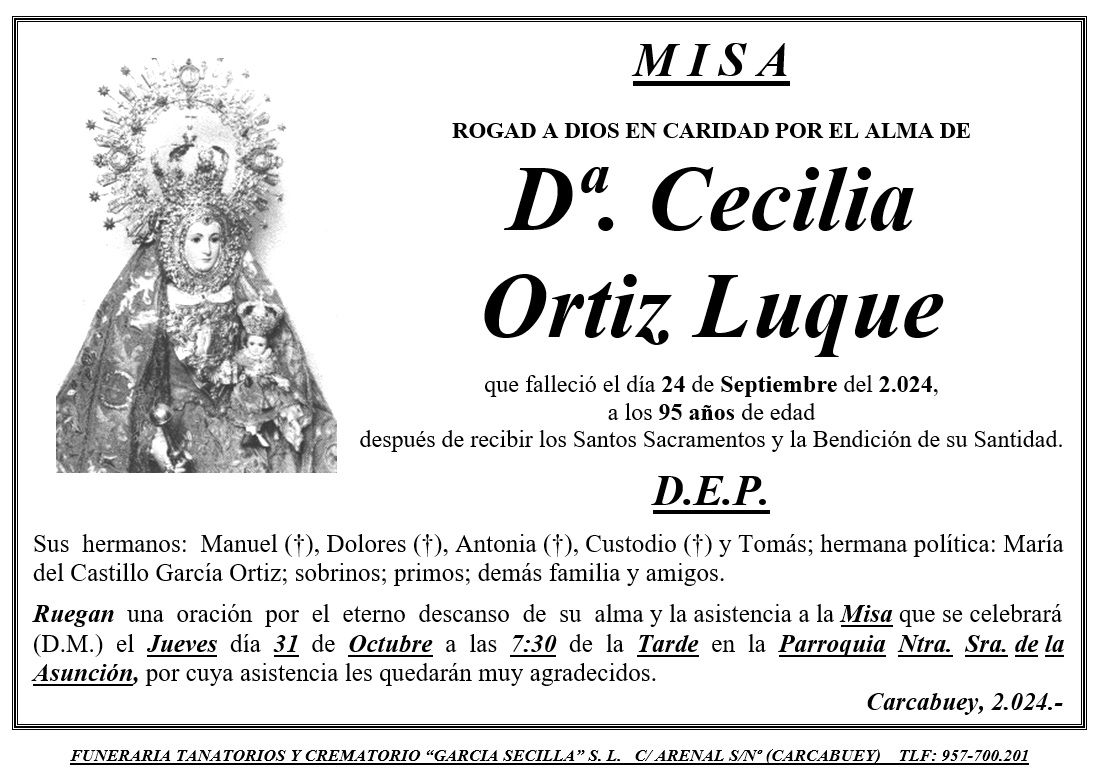 MISA DE Dª CECILIA ORTIZ LUQUE