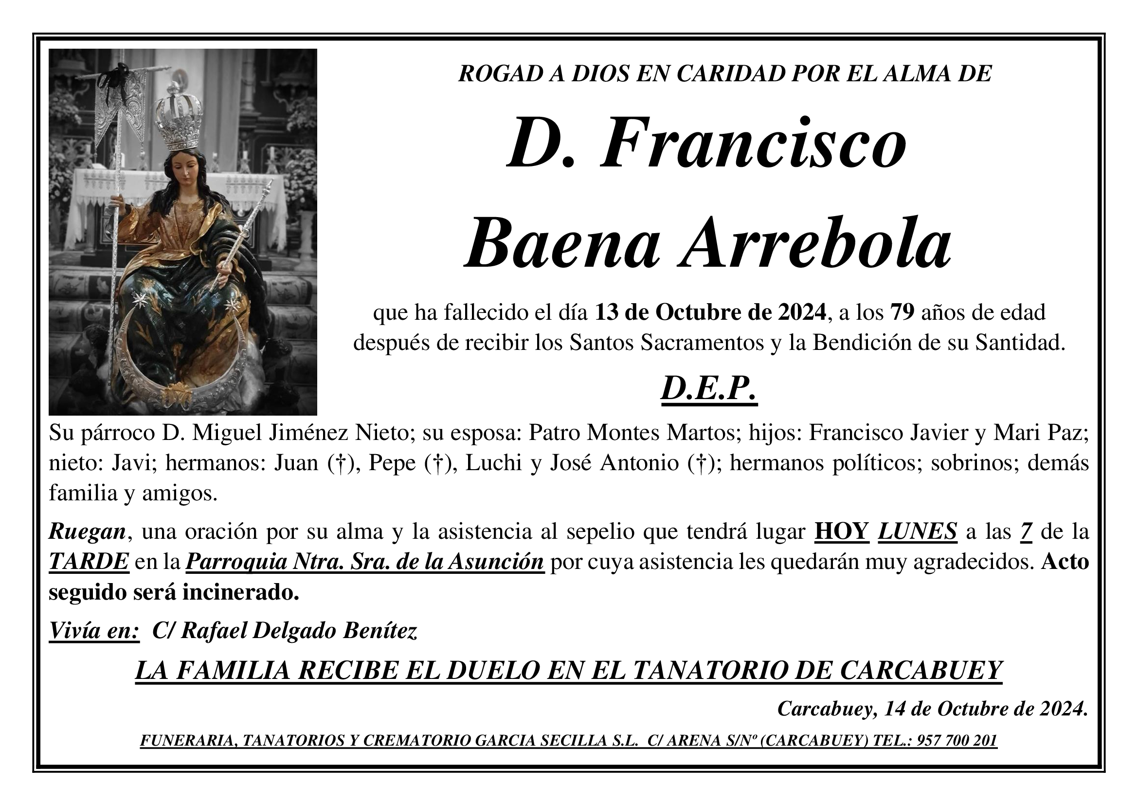 SEPELIO DE D FRANCISCO BAENA ARREBOLA