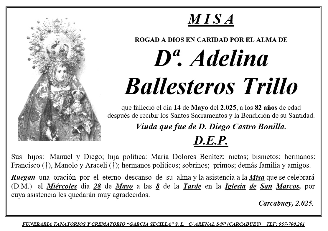 MISA DE Dª ADELINA BALLESTEROS TRILLO