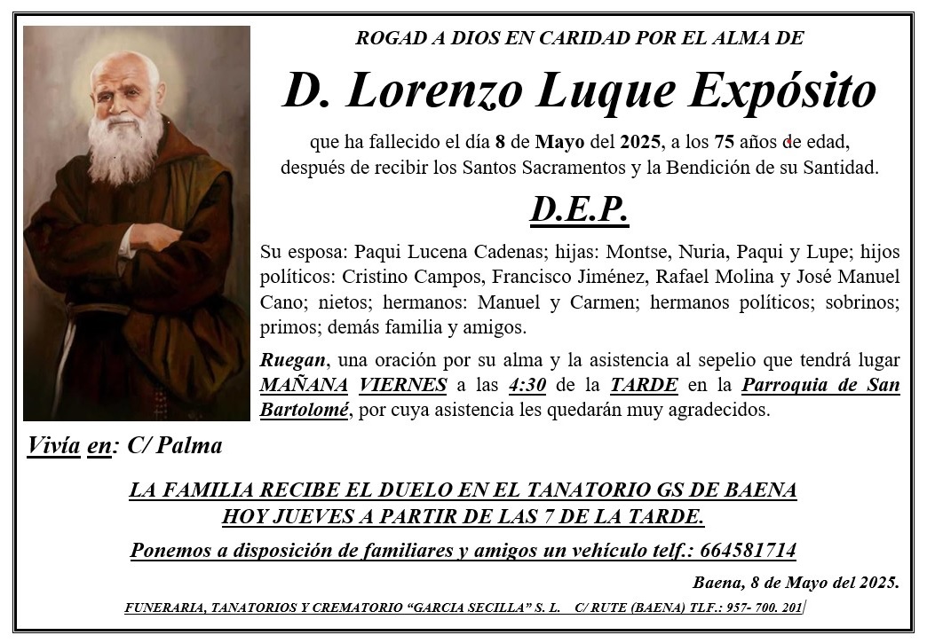SEPELIO DE D LORENZO LUQUE EXPÓSITO