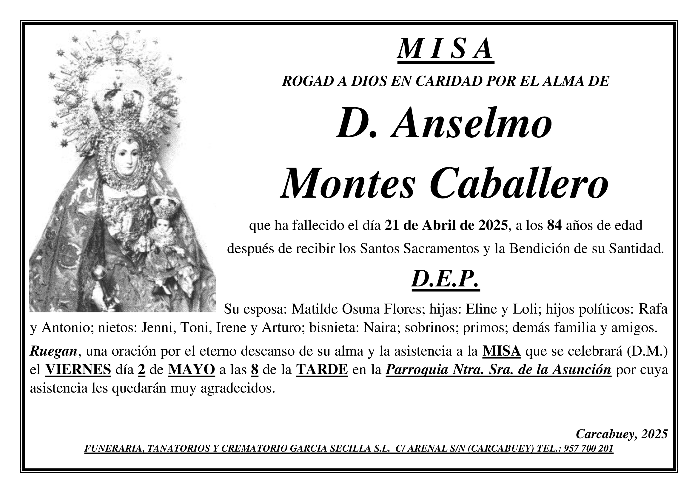 MISA D. ANSELMO MONTES CABALLERO