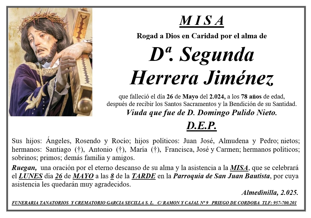 MISA DE Dª SEGUNDA HERRERA JIMÉNEZ