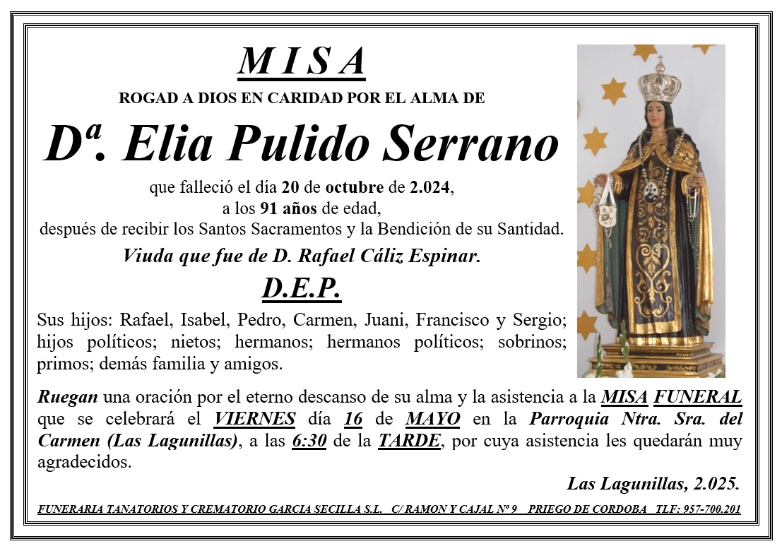 MISA DE Dª ELIA PULIDO SERRANO