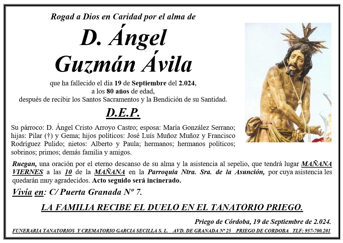 SEPELIO DE D ÁNGEL GUZMÁN ÁVILA