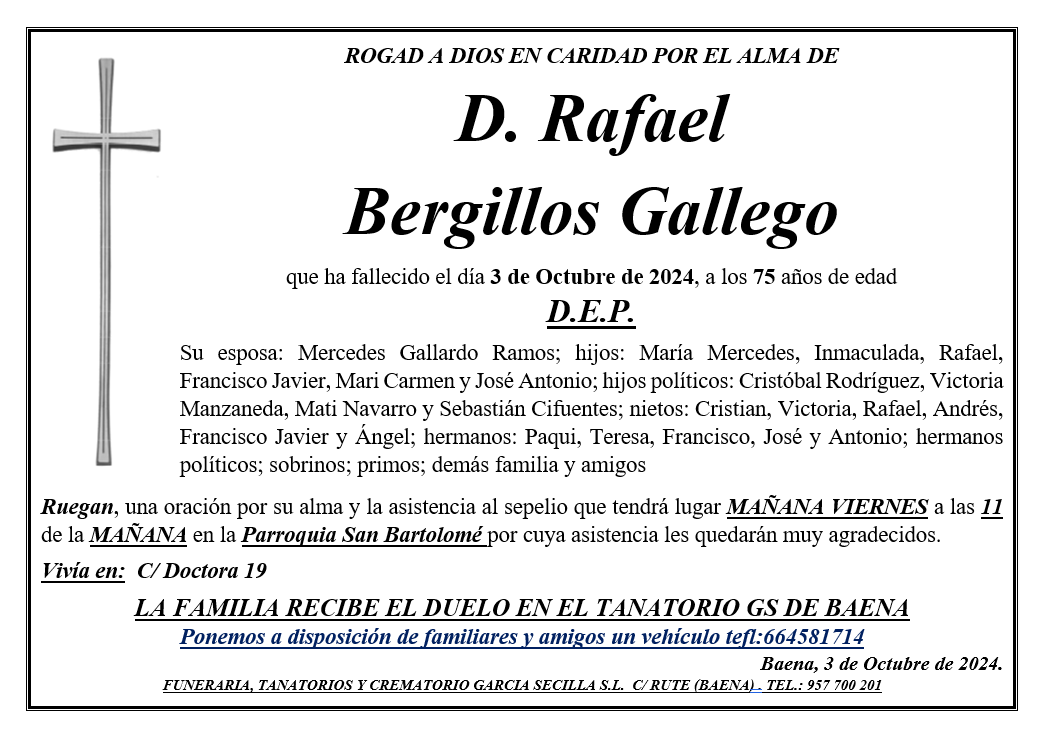 SEPELIO DE D. RAFAEL BERGILLOS GALLEGO