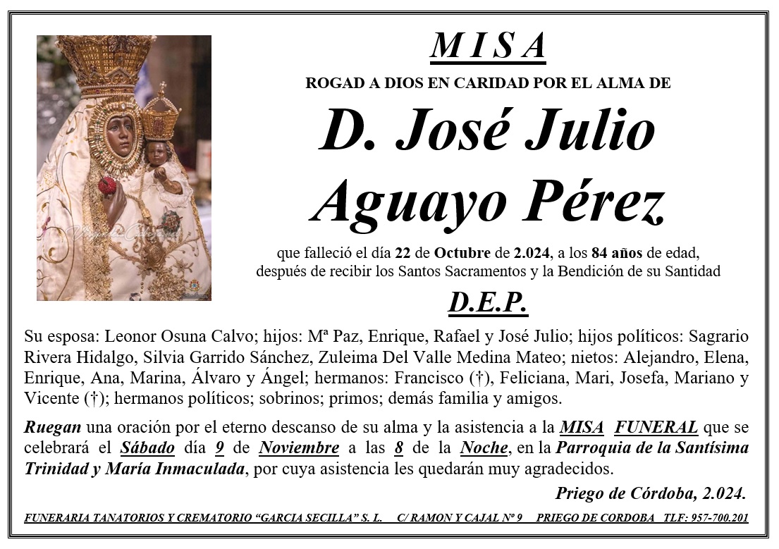 MISA DE D JOSÉ JULIO AGUAYO PÉREZ