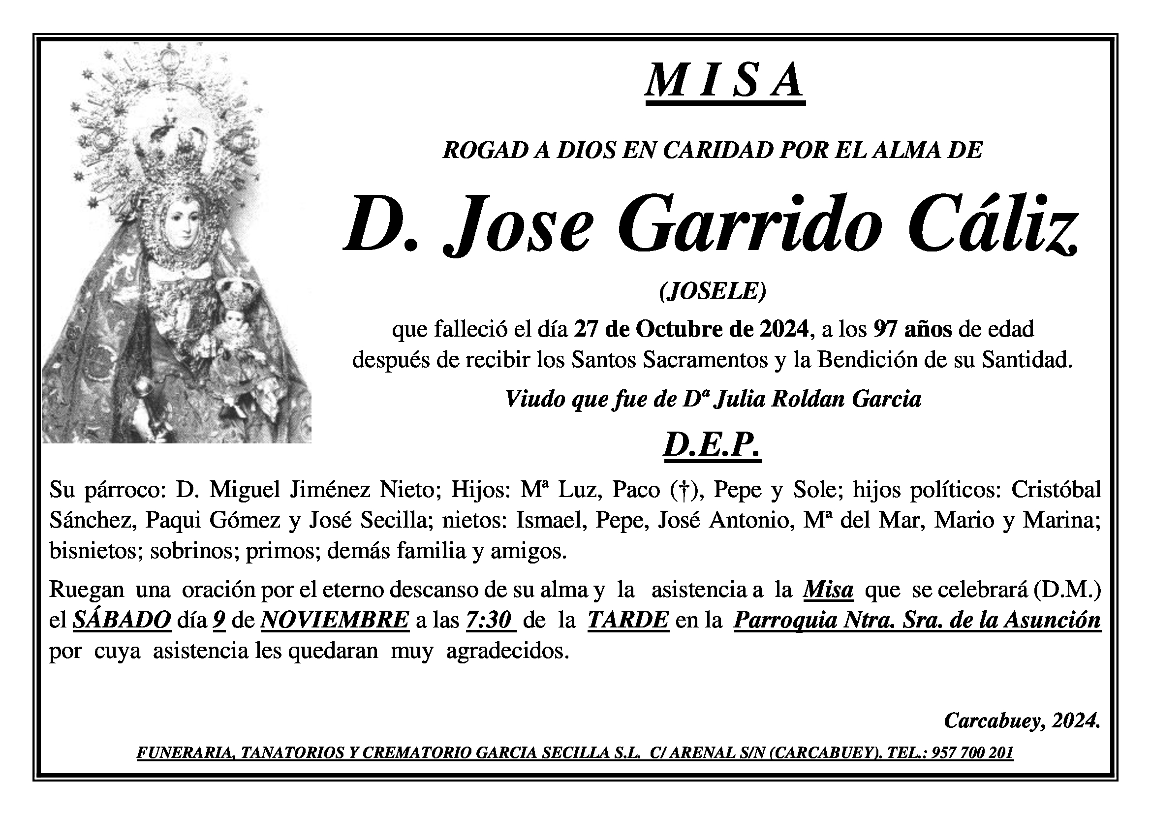 MISA DE D JOSÉ GARRIDO CÁLIZ