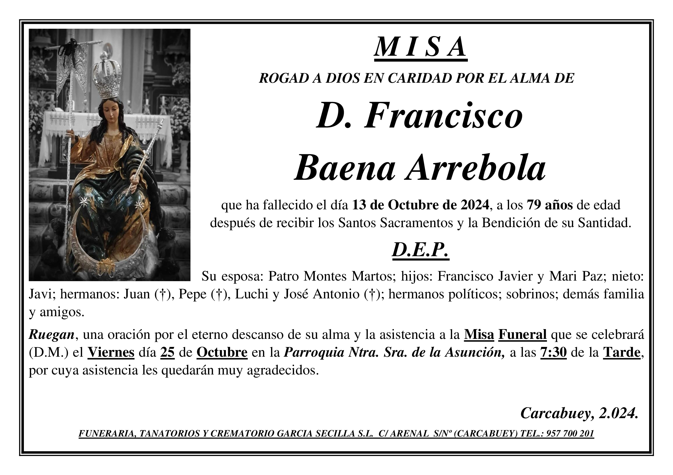 MISA DE D FRANCISCO BAENA ARREBOLA