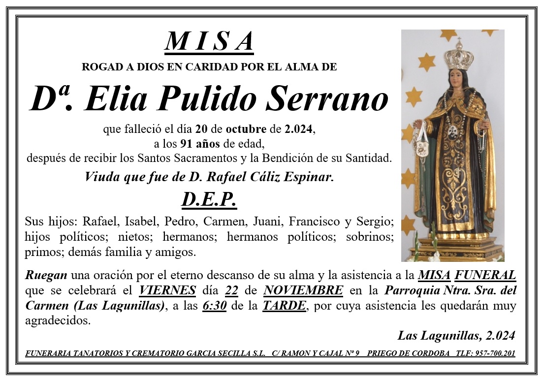 MISA DE Dª ELIA PULIDO SERRANO