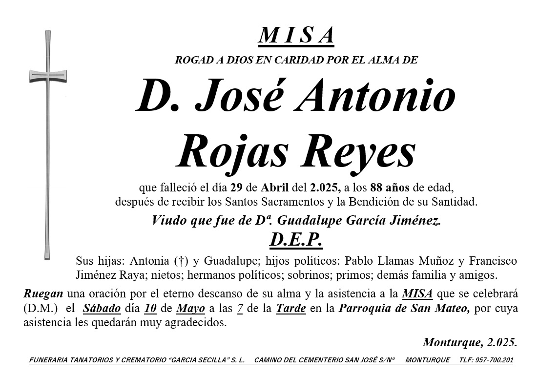 MISA DE D JOSÉ ANTONIO ROJAS REYES