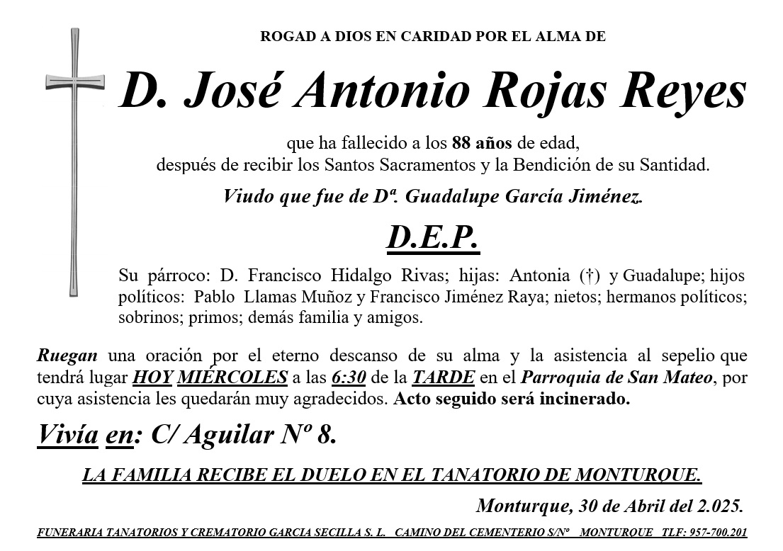 SEPELIO DE D JOSE ANTONIO ROJAS REYES