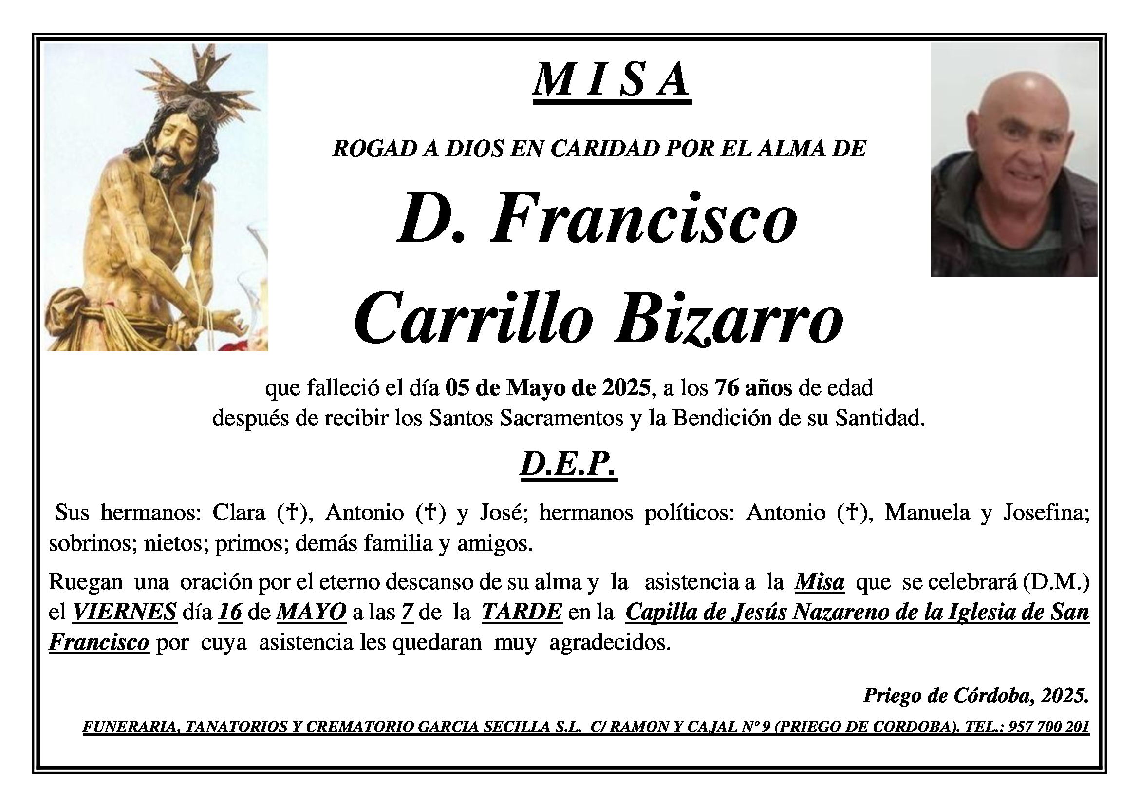 MISA DE D FRANCISCO CARRILLO BIZARRO