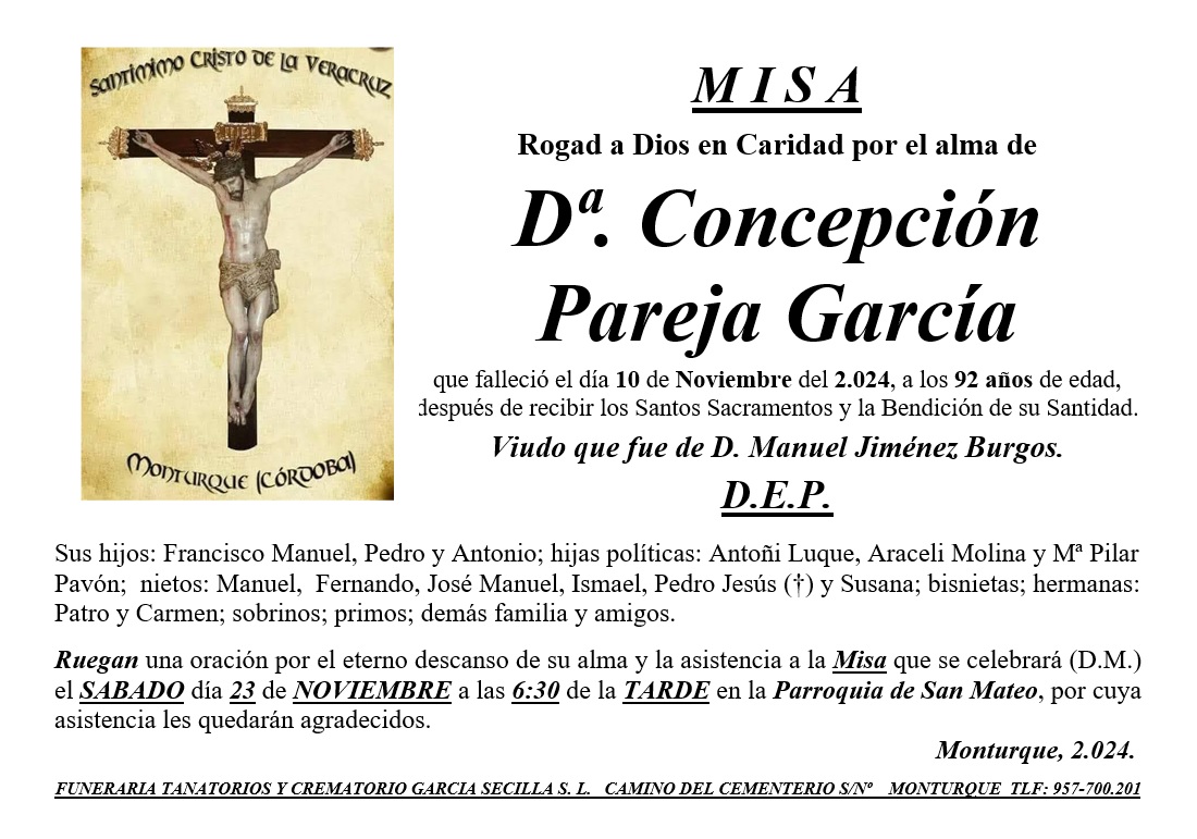 MISA DE Dª CONCEPCIÓN PAREJA GARCÍA