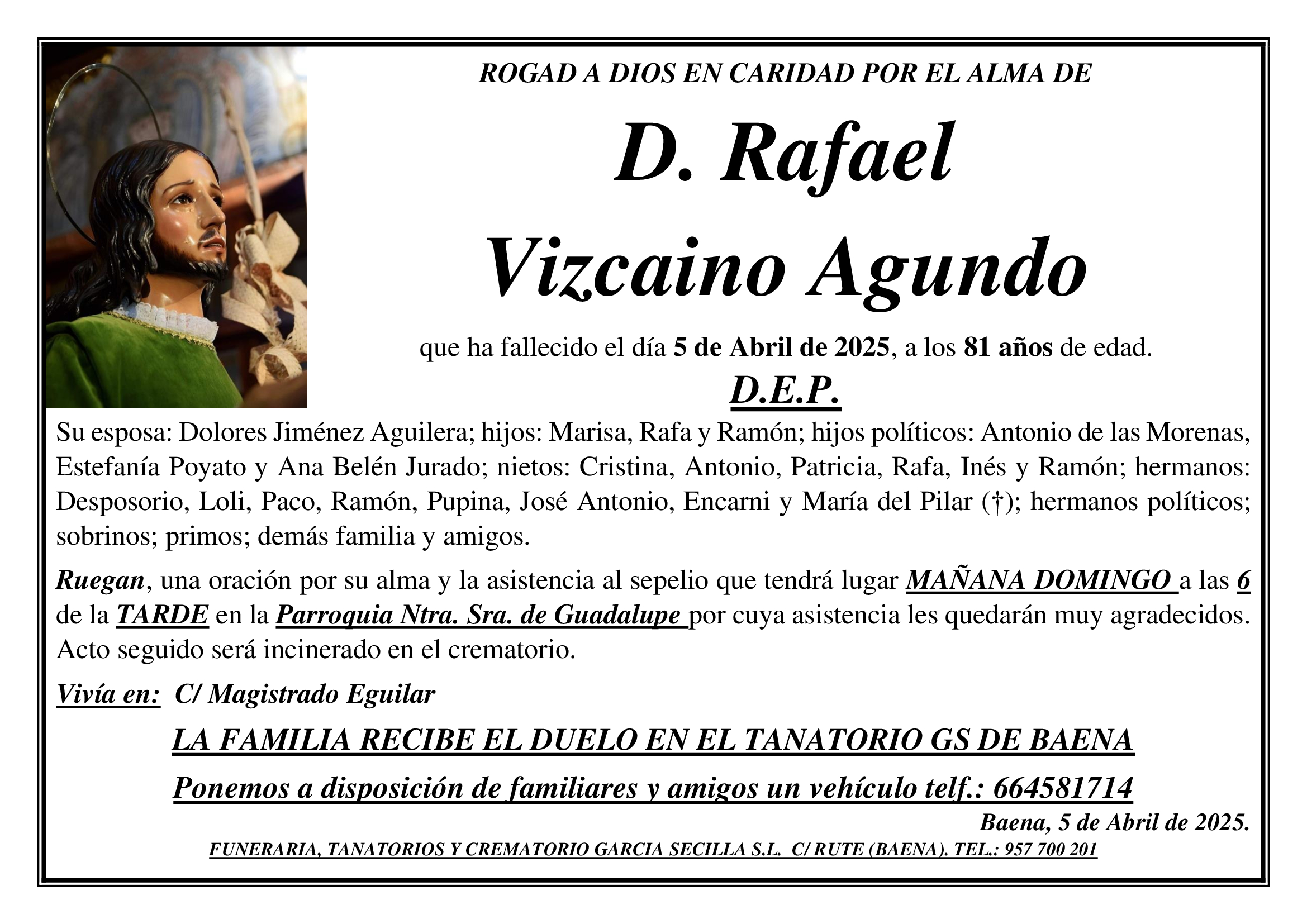 SEPELIO DE D RAFAEL VIZCAINO AGUNDO